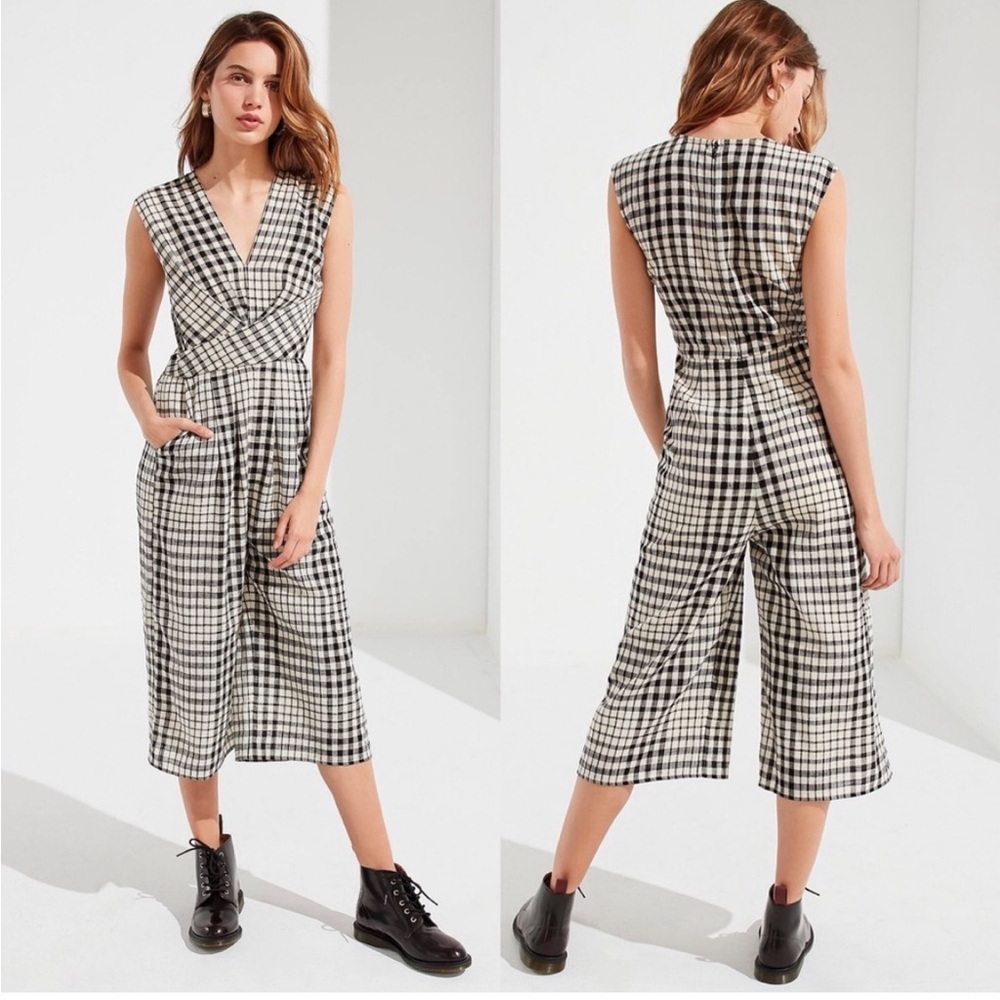 UO Surplice Gingham Jumpsuit